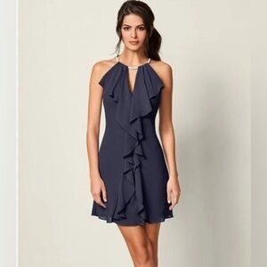 VENUS Black Ruffle Cocktail Dress